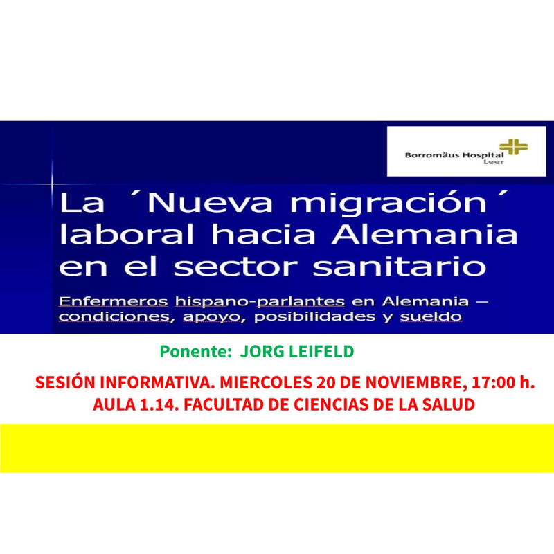 Charla sobre salidas profesionales en Alemania para estudiantes de la Facultad de Ciencias de la Salud de Melilla. Charla sobre salidas profesionales en Alemania para estudiantes de la Facultad de Ciencias de la Salud de Melilla.