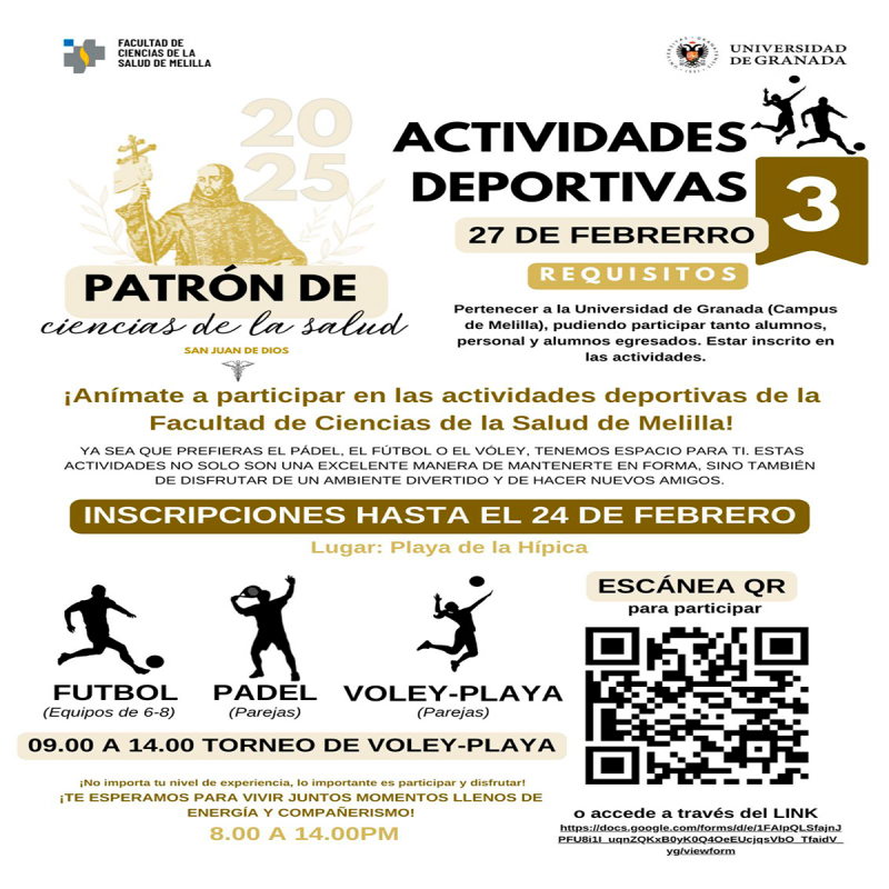 🏐⚽ ¡Actividades deportivas por el patrón de la Facultad de Ciencias de la Salud de Melilla! 🏅
